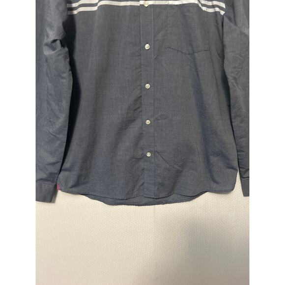 Van Heusen Slim Fit Shirt Men’s M Gray Long Sleeve Button Front Stripe Casual - Picture 4 of 10